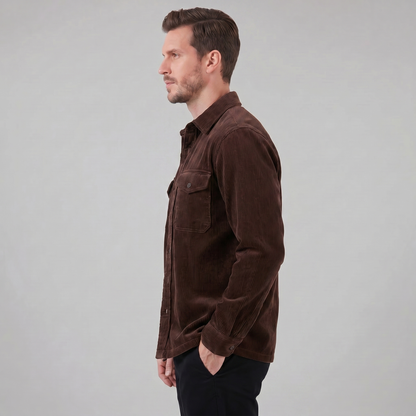 Men's Corduroy Overshirt Button-Up Shacket Relaxed Fit Casual Layering Everyday Smart-Casual Vintage Thatcher
