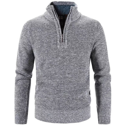 Men's Half-Zip Knit Sweater Stand Collar Relaxed Fit Layering Casual Wear