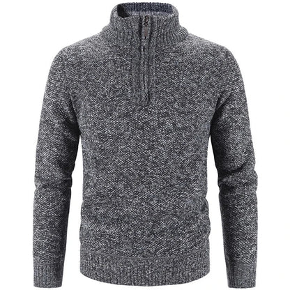 Men's Half-Zip Knit Sweater Stand Collar Relaxed Fit Layering Casual Wear