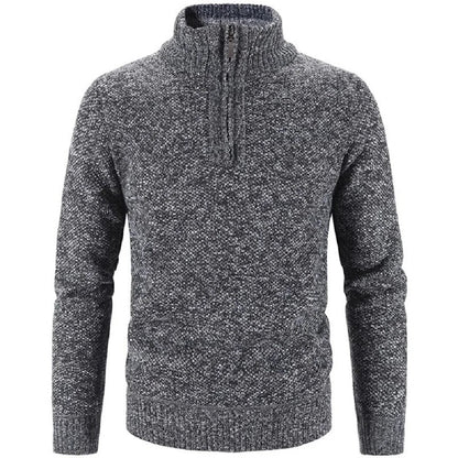 Men's Half-Zip Knit Sweater Stand Collar Relaxed Fit Layering Casual Wear