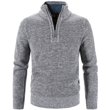 Men's Half-Zip Knit Sweater Stand Collar Relaxed Fit Layering Casual Wear