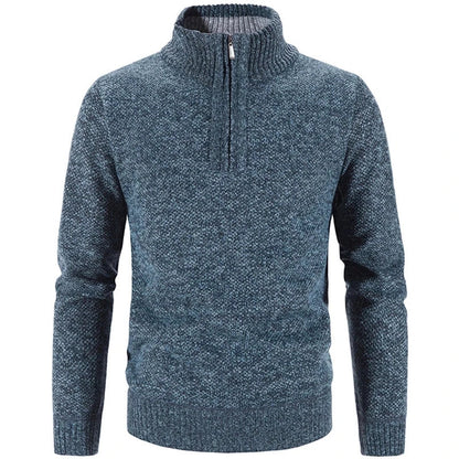 Men's Half-Zip Knit Sweater Stand Collar Relaxed Fit Layering Casual Wear