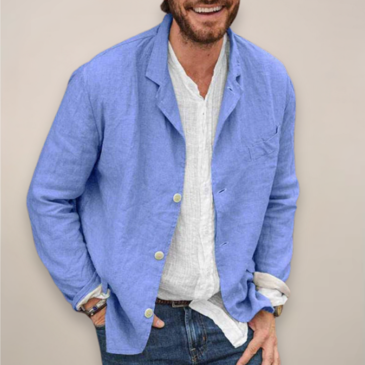 Men's Casual Summer Blazer Single-Breasted Relaxed Fit Tailored Smart-Casual Office Business Holiday Everyday Modern Linen