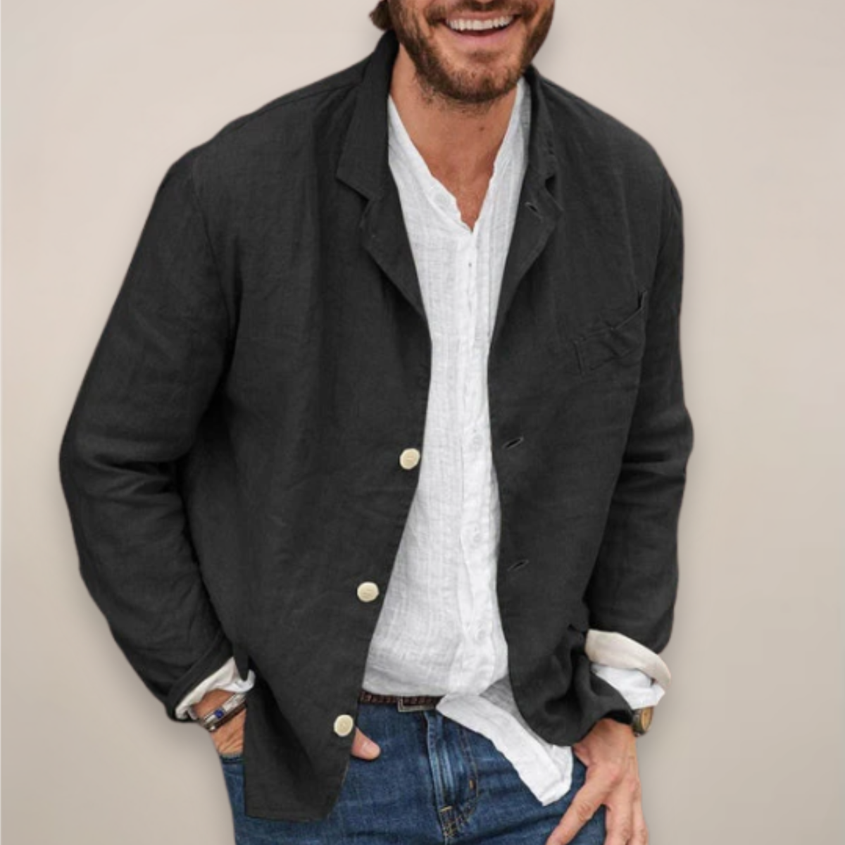 Men's Casual Blazer Single-Breasted Slim Fit Tailored Smart-Casual Office Business Formal Everyday Modern Percival