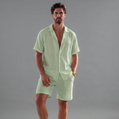 Men's Casual Set Two-Piece Short-Sleeve Matching Shirt & Shorts Casual Everyday Holiday Beach Outfit Landon