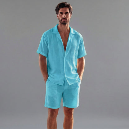 Men's Casual Set Two-Piece Short-Sleeve Matching Shirt & Shorts Casual Everyday Holiday Beach Outfit Landon