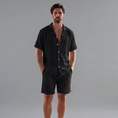 Men's Casual Set Two-Piece Short-Sleeve Matching Shirt & Shorts Casual Everyday Holiday Beach Outfit Landon