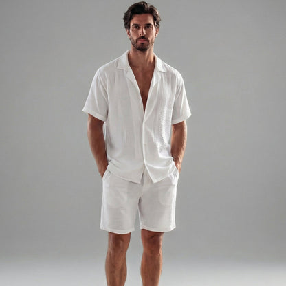 Men's Casual Set Two-Piece Short-Sleeve Matching Shirt & Shorts Casual Everyday Holiday Beach Outfit Landon