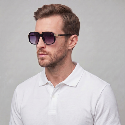 Men's Square Sunglasses Double-Bridge Metal Frame Tinted Lens Trendy Retro Fashion Casual Beach Holiday Everyday