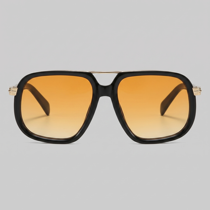 Men's Square Sunglasses Double-Bridge Metal Frame Tinted Lens Trendy Retro Fashion Casual Beach Holiday Everyday