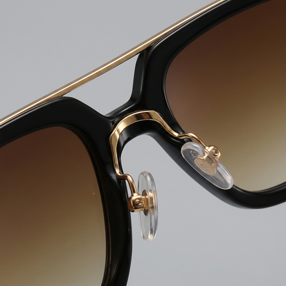 Men's Square Sunglasses Double-Bridge Metal Frame Tinted Lens Trendy Retro Fashion Casual Beach Holiday Everyday