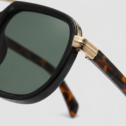 Men's Square Sunglasses Double-Bridge Metal Frame Tinted Lens Trendy Retro Fashion Casual Beach Holiday Everyday