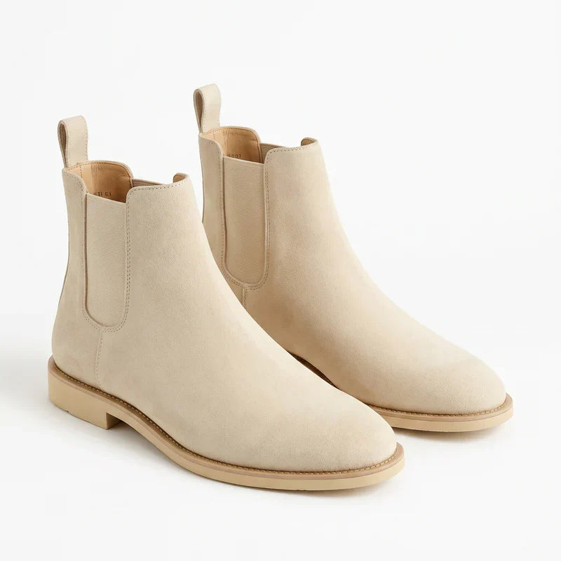 Men's Suede Chelsea Boots Slip-On Elastic Gusset Ankle Round Toe Smart-Casual Office Everyday Leather Look Ashby