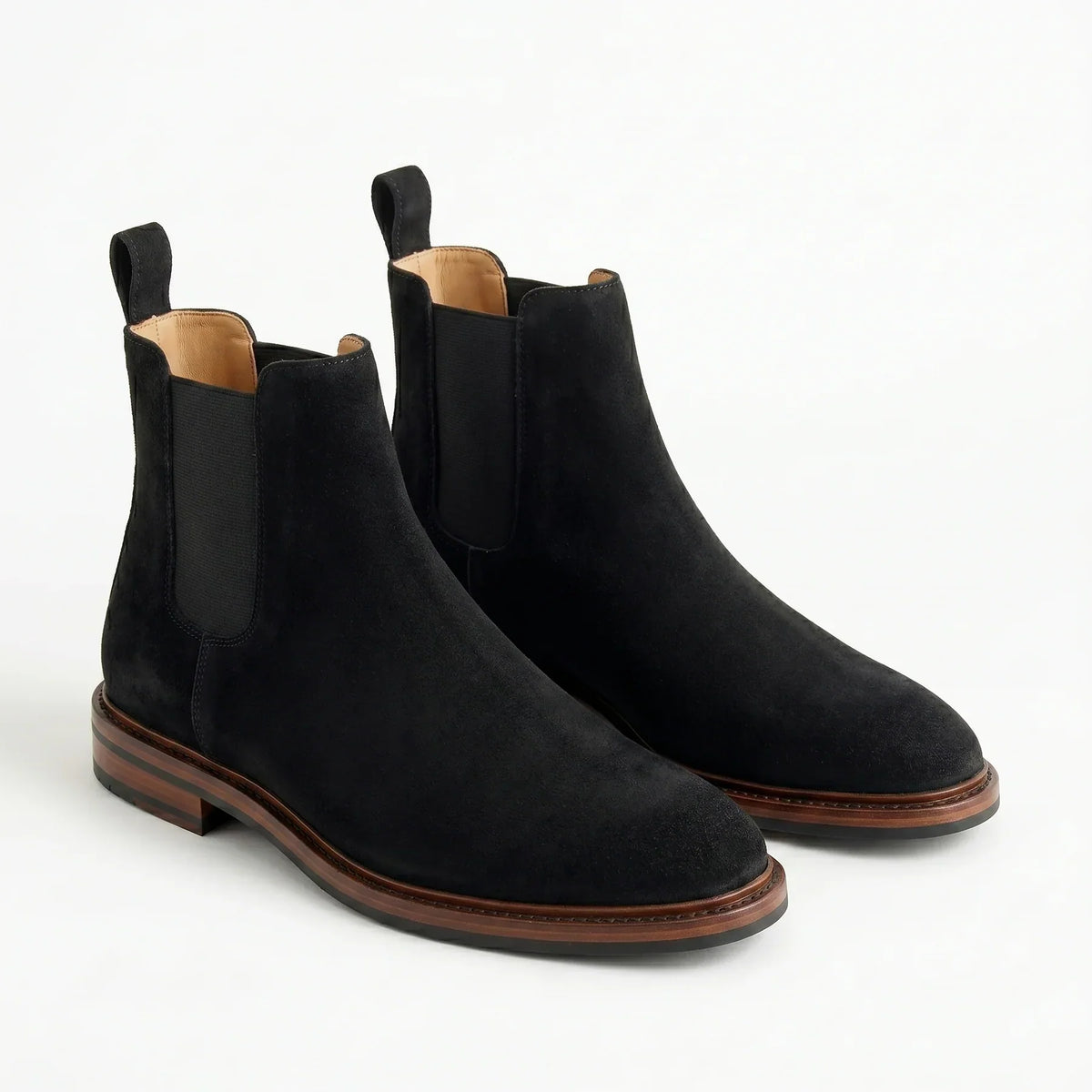 Men's Suede Chelsea Boots Slip-On Elastic Gusset Ankle Round Toe Smart-Casual Office Everyday Leather Look Ashby