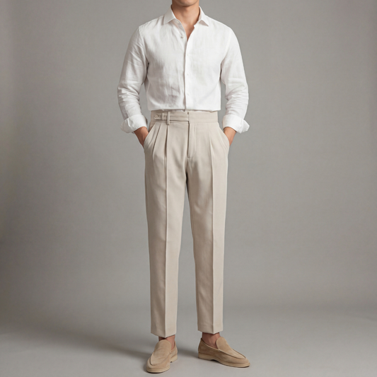 Men's Tailored Fit Trousers Smart-Casual Classic Style Versatile Everyday Wear