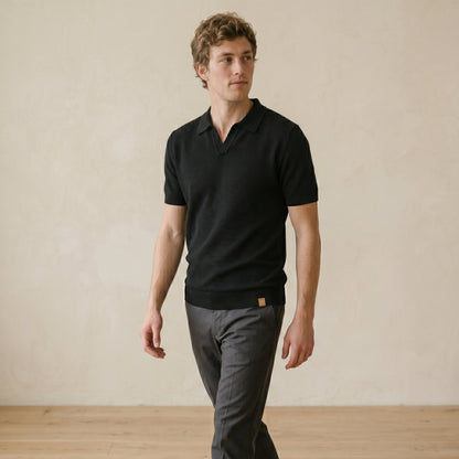 Men's Textured Polo Shirt Open Collar Short-Sleeve Casual Smart-Casual Everyday Golf Sport Regular Fit Calder