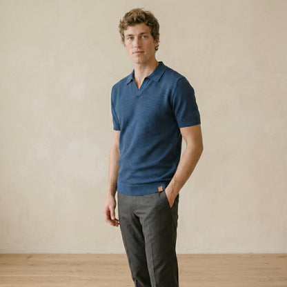 Men's Textured Polo Shirt Open Collar Short-Sleeve Casual Smart-Casual Everyday Golf Sport Regular Fit Calder