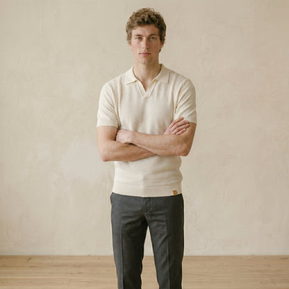 Men's Textured Polo Shirt Open Collar Short-Sleeve Casual Smart-Casual Everyday Golf Sport Regular Fit Calder