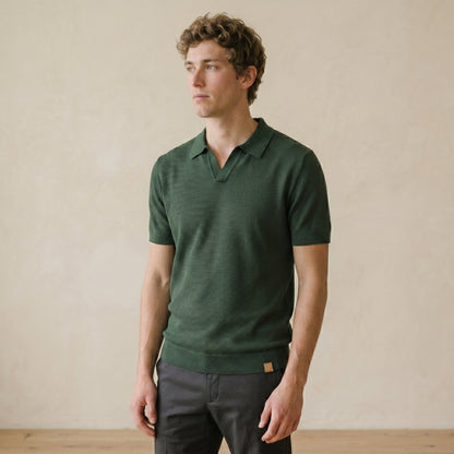 Men's Textured Polo Shirt Open Collar Short-Sleeve Casual Smart-Casual Everyday Golf Sport Regular Fit Calder