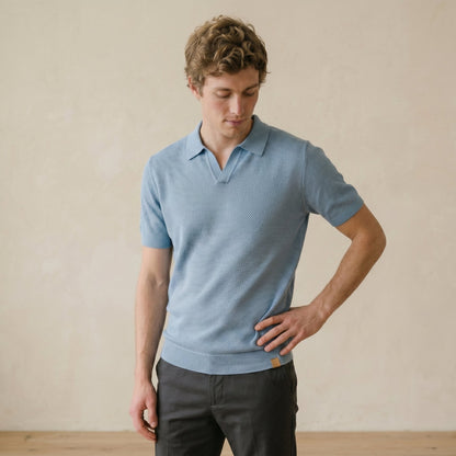 Men's Textured Polo Shirt Open Collar Short-Sleeve Casual Smart-Casual Everyday Golf Sport Regular Fit Calder