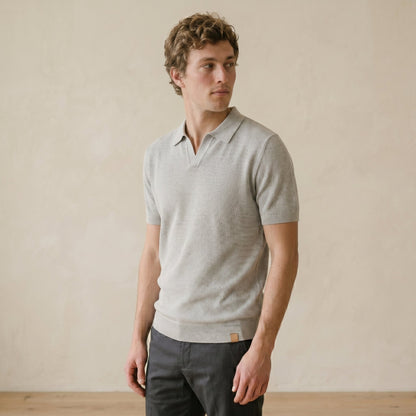 Men's Textured Polo Shirt Open Collar Short-Sleeve Casual Smart-Casual Everyday Golf Sport Regular Fit Calder