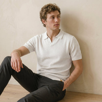 Men's Textured Polo Shirt Open Collar Short-Sleeve Casual Smart-Casual Everyday Golf Sport Regular Fit Calder
