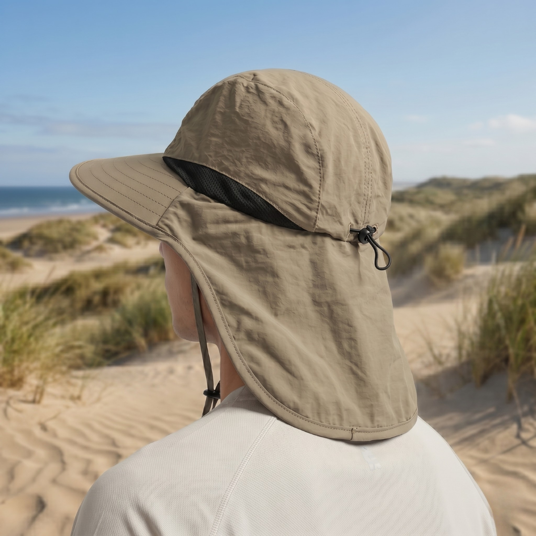 Men's Wide-Brim Sun Hat Bucket Neck Flap Coverage Foldable Outdoor Hiking Fishing Travel Casual Everyday Quill