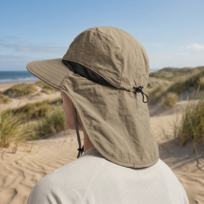 Men's Wide-Brim Sun Hat Bucket Neck Flap Coverage Foldable Outdoor Hiking Fishing Travel Casual Everyday Quill