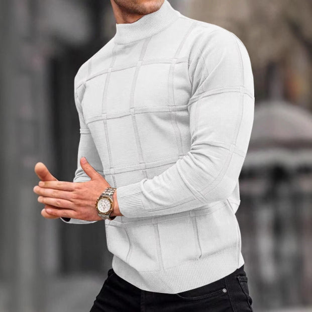 Men's Stand Collar Knit Sweater Relaxed Fit Long Sleeve Casual Layering