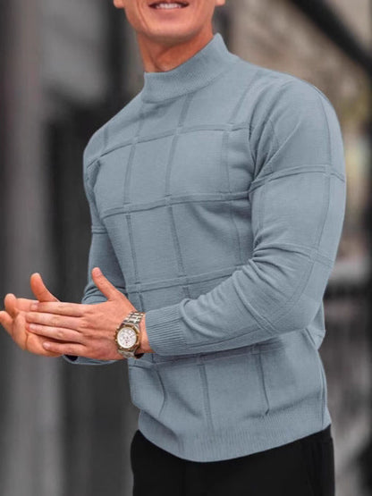 Men's Stand Collar Knit Sweater Relaxed Fit Long Sleeve Casual Layering