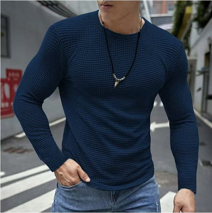 Men's Slim Fit Knit Shirt Long Sleeve Crew Neck Casual Everyday Wear