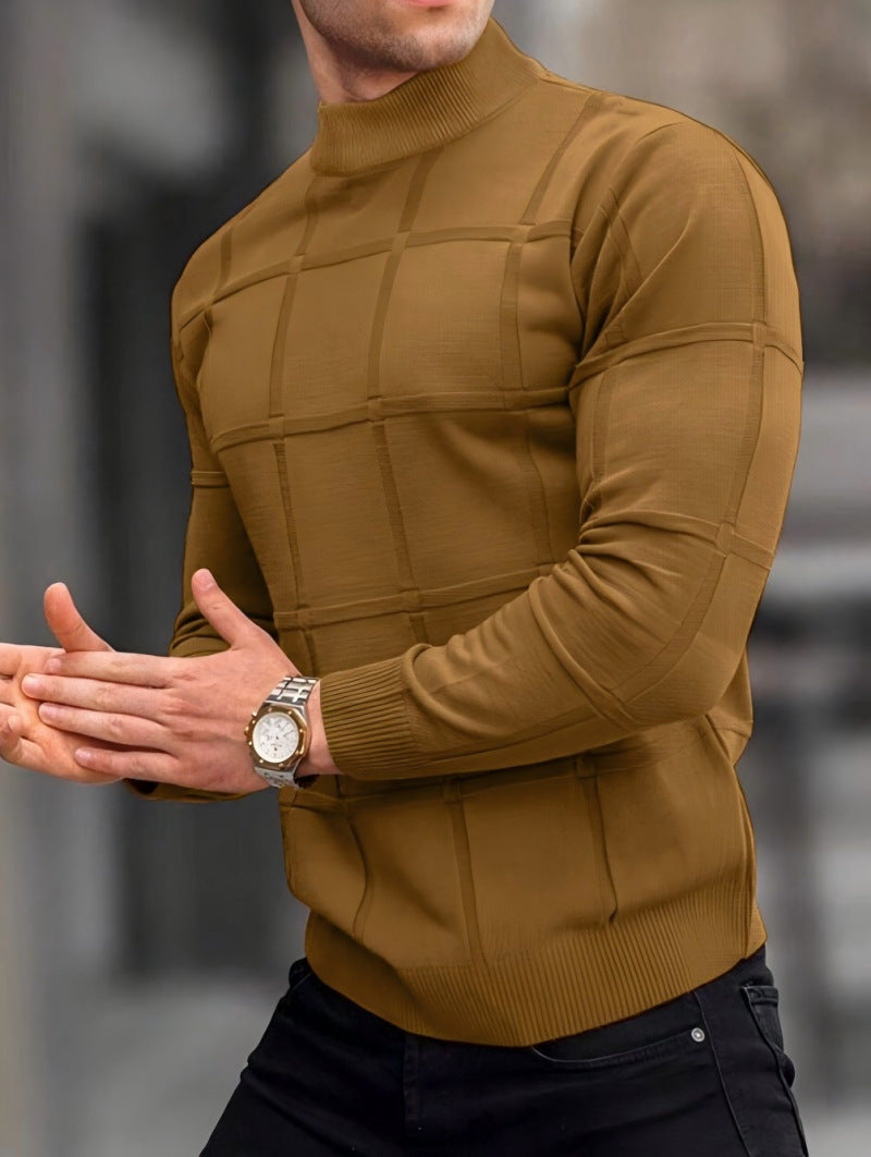 Men's Stand Collar Knit Sweater Relaxed Fit Long Sleeve Casual Layering