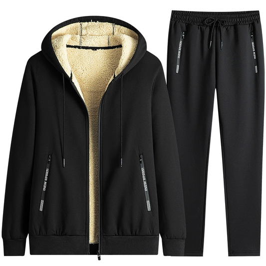 Men's Tracksuit Full-Zip Fleece Lined Relaxed Fit Casual Activewear