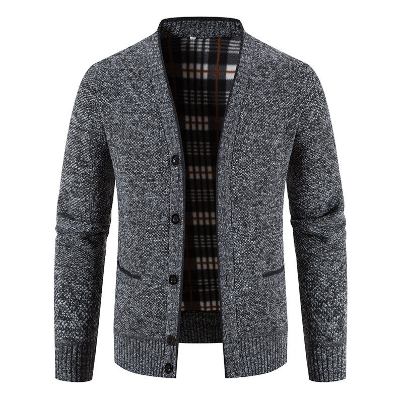 Men's Fleece Knit Cardigan Relaxed Fit Open Front Layering Everyday Wear