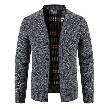 Men's Fleece Knit Cardigan Relaxed Fit Open Front Layering Everyday Wear