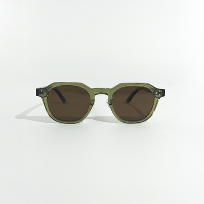 Men's Olive Sunglasses Panto Frame Brown Lens Retro Fashion Casual Beach Holiday Everyday Driving Cassian