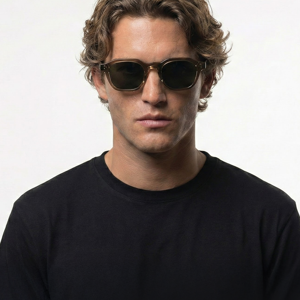 Men's Olive Sunglasses Panto Frame Brown Lens Retro Fashion Casual Beach Holiday Everyday Driving Cassian