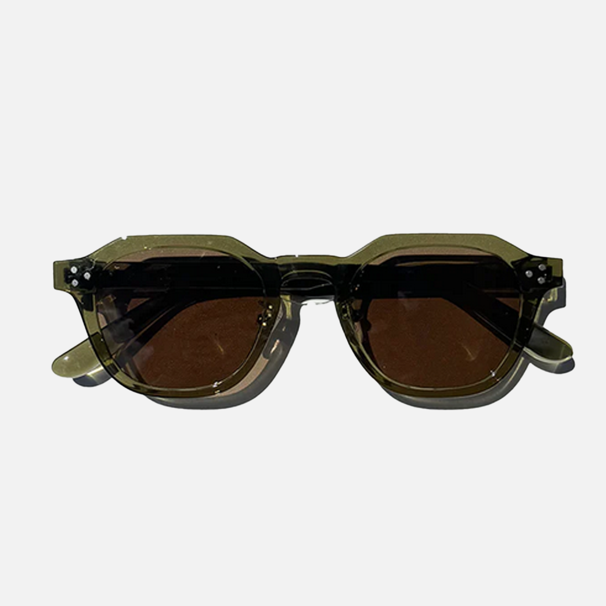 Men's Olive Sunglasses Panto Frame Brown Lens Retro Fashion Casual Beach Holiday Everyday Driving Cassian