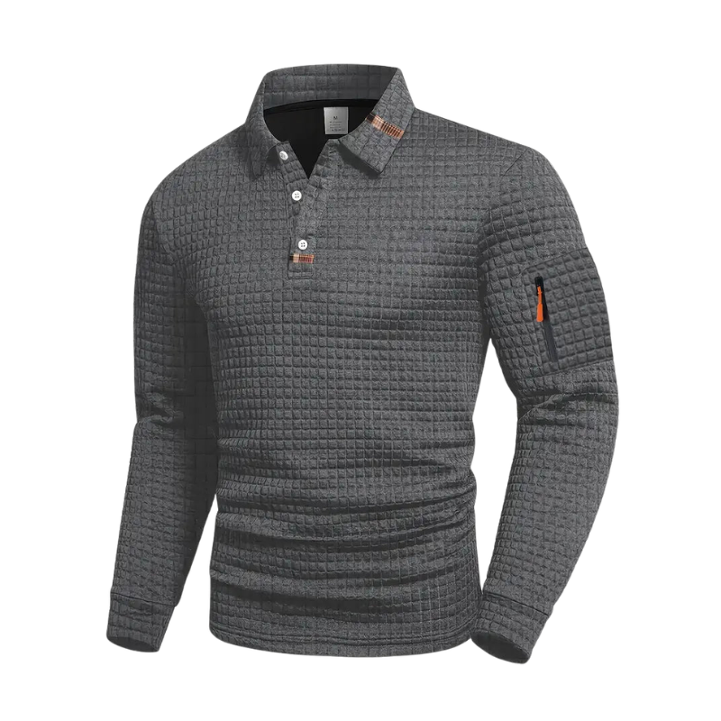 Men's Waffle Texture Polo Shirt Short-Sleeve Collared Casual Everyday