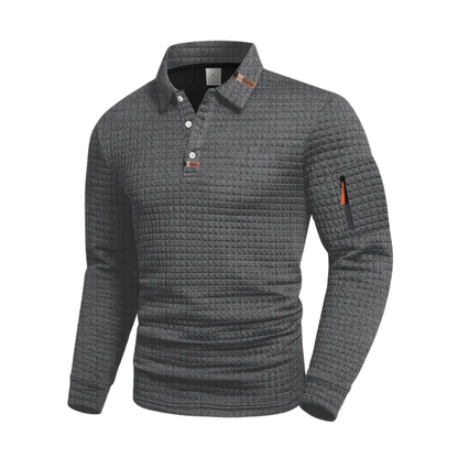 Men's Waffle Texture Polo Shirt Short-Sleeve Collared Casual Everyday