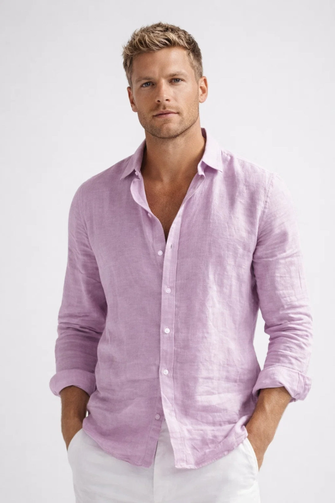 Men's Button-Up Shirt Classic Long-Sleeve Collared Smart-Casual Office Casual Everyday Relaxed Fit Timeless Ridgley