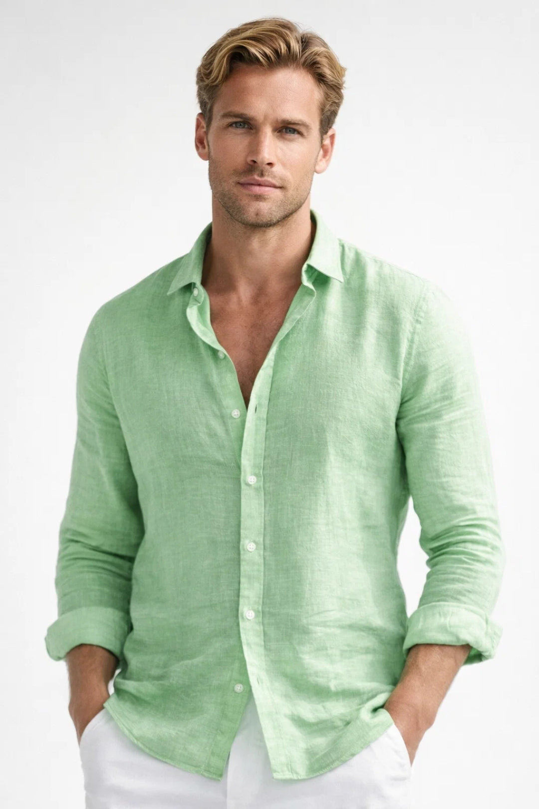 Men's Button-Up Shirt Classic Long-Sleeve Collared Smart-Casual Office Casual Everyday Relaxed Fit Timeless Ridgley
