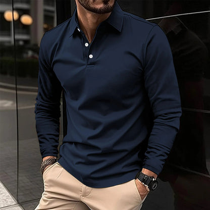 Men's Polo Shirt Long-Sleeve Classic Collar Relaxed Fit Casual Smart-Casual Everyday Golf Sport Versatile Ludlow
