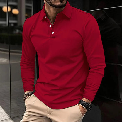 Men's Polo Shirt Long-Sleeve Classic Collar Relaxed Fit Casual Smart-Casual Everyday Golf Sport Versatile Ludlow