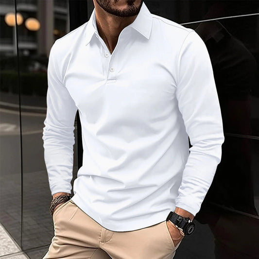Men's Polo Shirt Long-Sleeve Classic Collar Relaxed Fit Casual Smart-Casual Everyday Golf Sport Versatile Ludlow