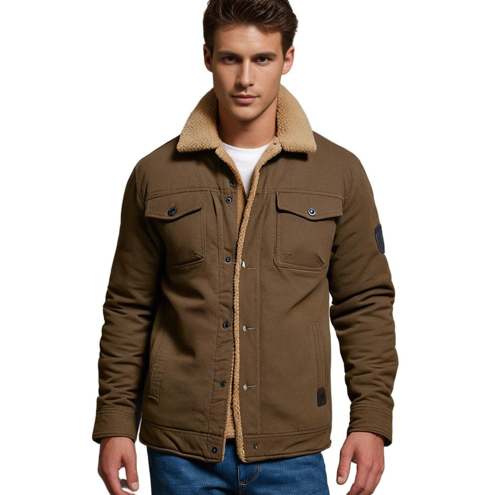Men's Winter Jacket Sherpa-Lined Warm Layered Casual Outdoor Style