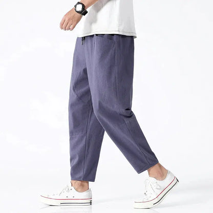 Men's Cropped Trousers Tapered Fit Flat-Front Smart-Casual Office Everyday Tailored Modern Versatile Relaxed