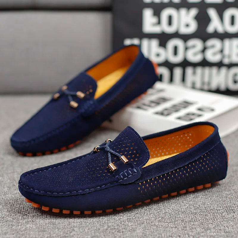 Men's Slip-On Loafers Classic Round Toe Moccasin Smart-Casual Office Everyday Leather Look Formal Sterling