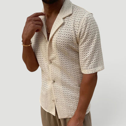Men's Relaxed Fit Summer Shirt Short-Sleeve Collared Casual Beachwear