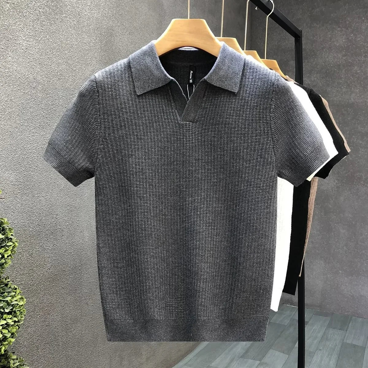 Men's Knit Polo Shirt Relaxed Fit Short-Sleeve Collared Ribbed Casual Smart-Casual Everyday Golf Sport Versatile Brixham